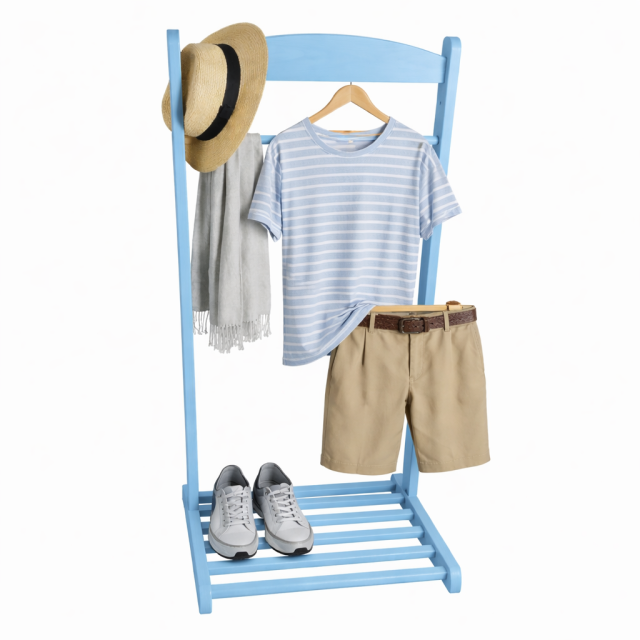 Amelia dřevěný stojan na šaty nebesky modrá